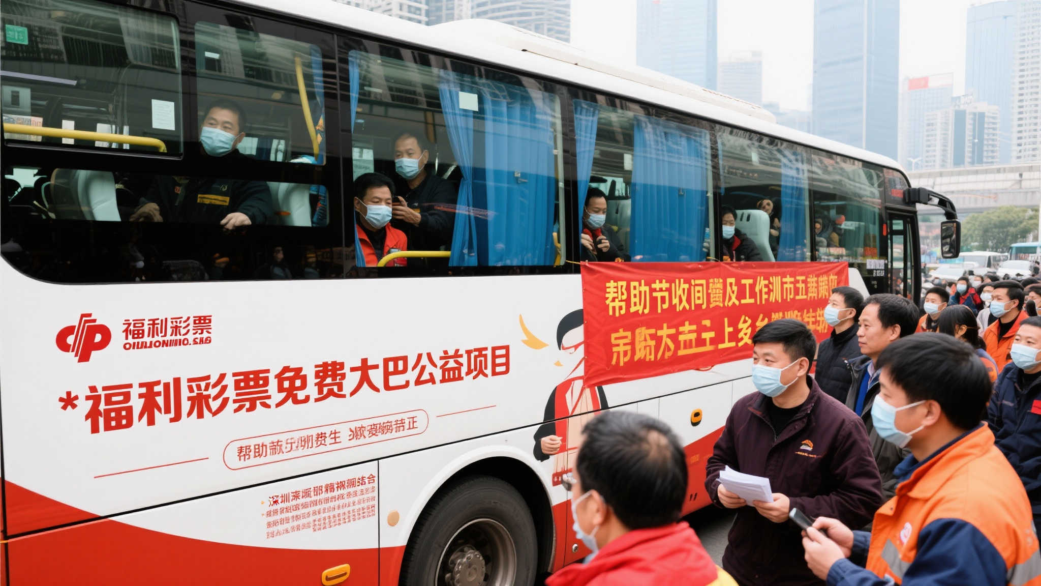 爱满鹏城·首批15辆福彩暖心大巴启程回家